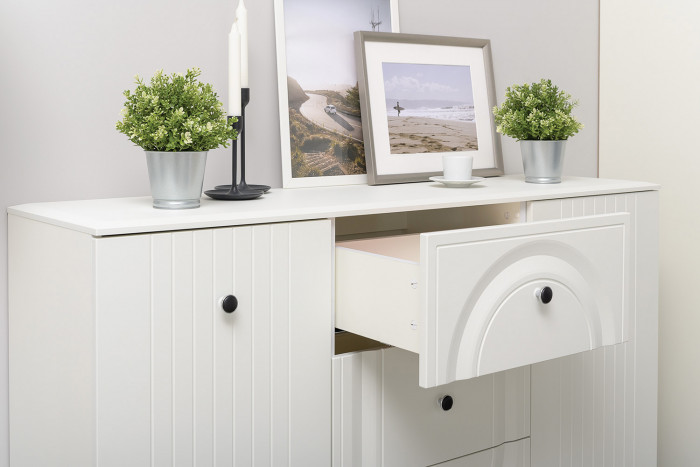 Валенсия Гостиная № 113, ЛДСП белый шагрень/МДФ белый шагрень