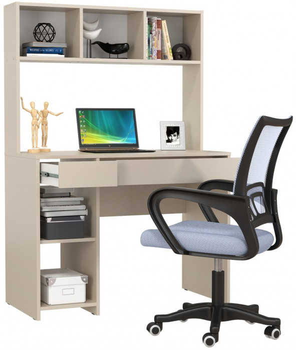 компьютерный стол Комфорт 12.77F + кресло 103 серое, сатин