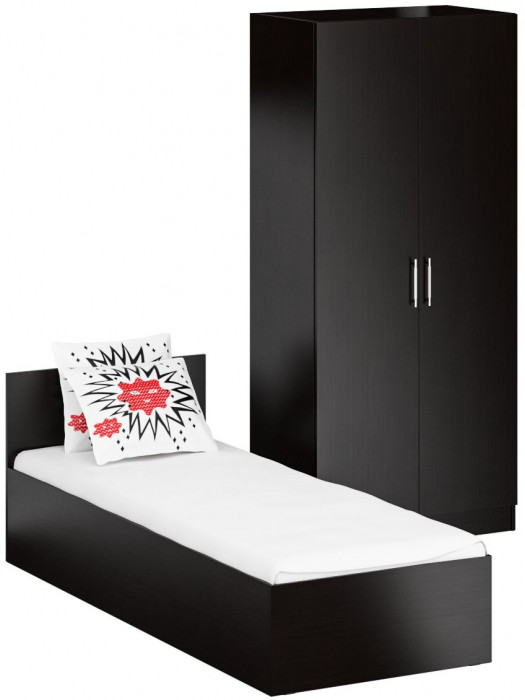 Кровать 0800 + Шкаф 2-х створчатый Стандарт, венге