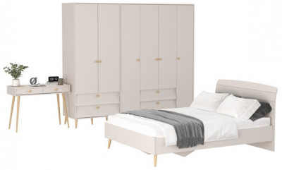 Афина Спальня 21-1400, цвет кашемир серый, сп.м. 1400х2000 мм., б/м, основание есть - фанера