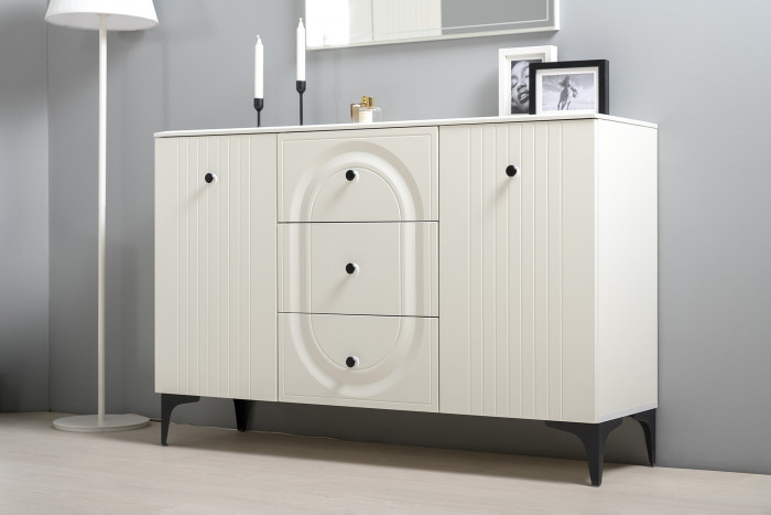 Валенсия Гостиная № 093, ЛДСП белый шагрень/МДФ белый шагрень