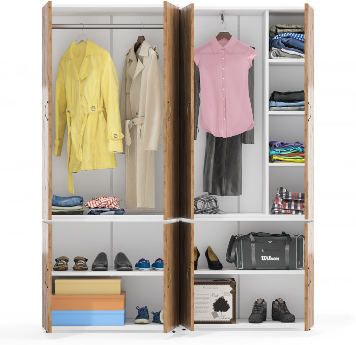 Лидер-8 Модуль Шкаф МД 19Б + Шкаф МД 20Б, белый шагрень/крафт золото