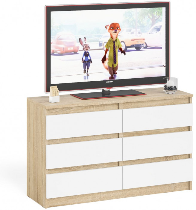 Мори Комод МК1200.6, дуб сонома/белый