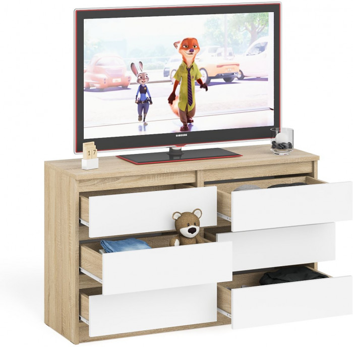 Мори Комод МК1200.6, дуб сонома/белый