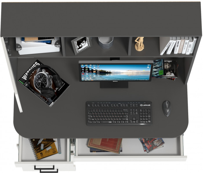 Стол рабочий 6-0606граф/бел Сигма, цвет графит/белый, ШхГхВ 120,5х60,5х166 см., НЕ универсальная сборка