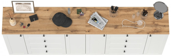 Остин 16.221 Комод + 16.221 Комод, белый шагрень/дуб крафт золотой