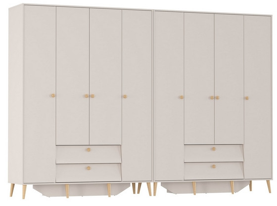 Афина Спальня Шкаф 4-х дверный с двумя ящиками х 2, кашемир серый