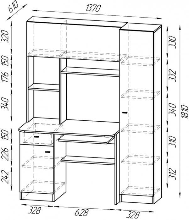 Два стола рабочих 6-0603 Альфа + два кресла 103 чёрных, ясень шимо светлый