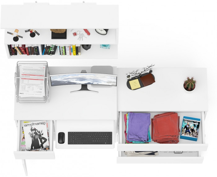 Мори компьютерный стол МС-1 левый + Комод МК800.1 + Полка 900, белый