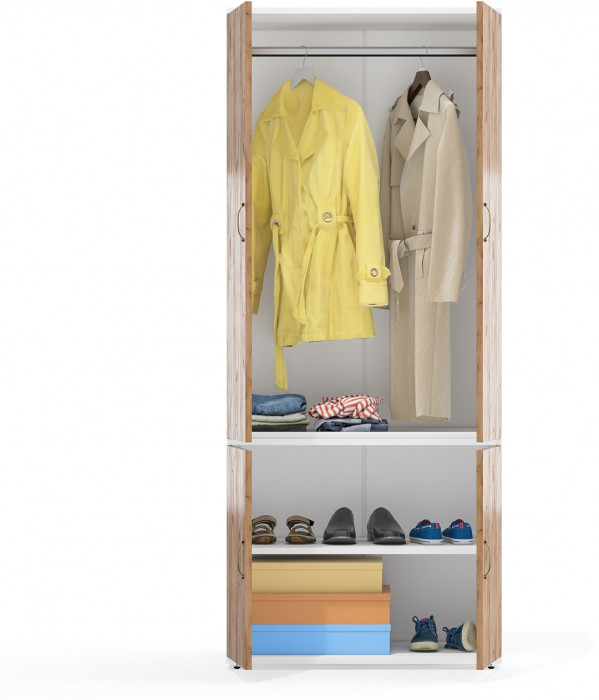 Лидер-8 Модуль Шкаф МД 19Б, белый шагрень/крафт золото