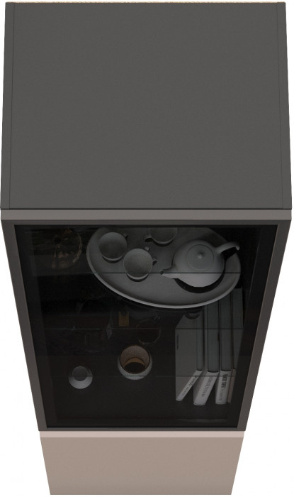 Сидней 13.201 Шкаф-витрина, цвет корпус: антрацит/фасады: МДФ веллюто капучино/прозрачное стекло с серой тонировкой, ШхГхВ 50х41,3х205,2 см., ун. сб.