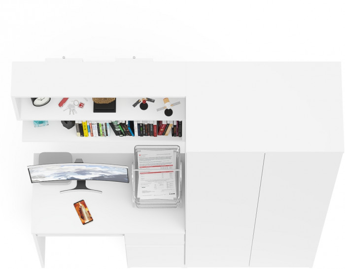 Мори компьютерный стол МС-1 правый + Шкаф МШ800.1 + Полка 900, белый