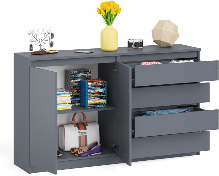Мори Комод МК1600.1, цвет графит, ШхГхВ 160,4х41х94 см., НЕ универсальная сборка
