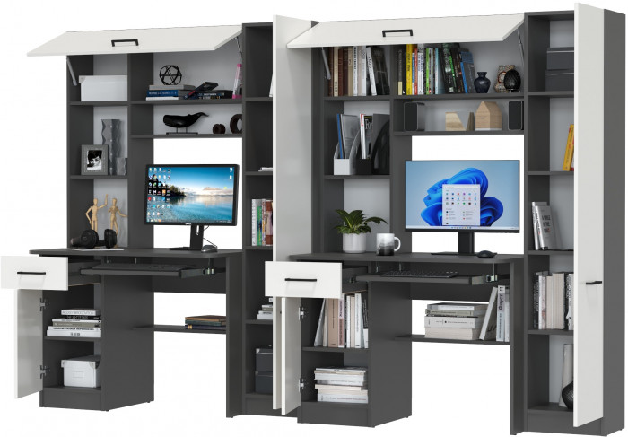 Два стола рабочих 6-0603Мграф/бел Альфа, графит/белый