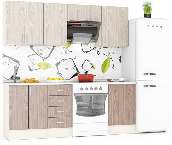 Кухня Мери 05 ШВ600+ШВ400+ШВв600+ШВ500+ШН600+ШН4Я400+ШН500, дуб/ясень шимо светлый/ясень шимо тёмный