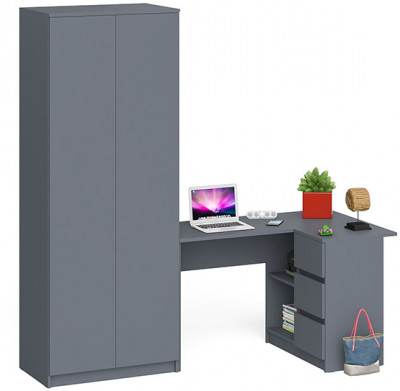 Мори компьютерный стол МС-16 правый + Шкаф МШ800.1, графит