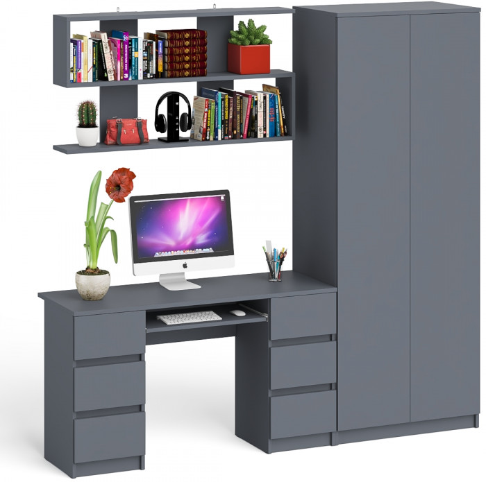 Мори компьютерный стол МС-2 + Шкаф МШ800.1 + Полка 1200, графит