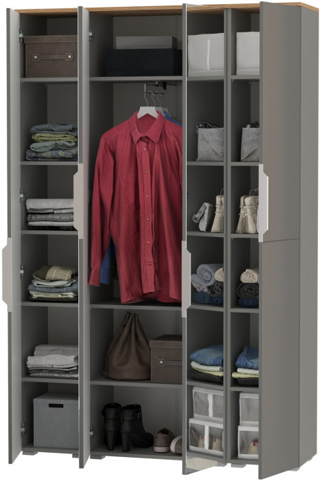 Октава Набор шкафов 01, серый графит/дуб крафт золотой/фасады МДФ серый графит