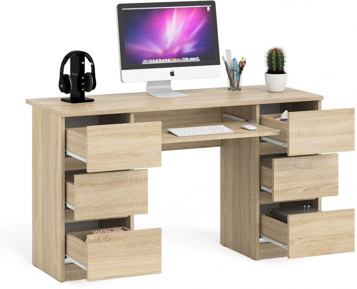Мори Стол компьютерный МС-2, цвет дуб сонома, ШхГхВ 135,4х50х76,6 см.