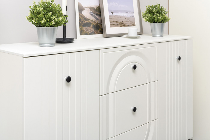 Валенсия Гостиная № 095, ЛДСП белый шагрень/МДФ белый шагрень