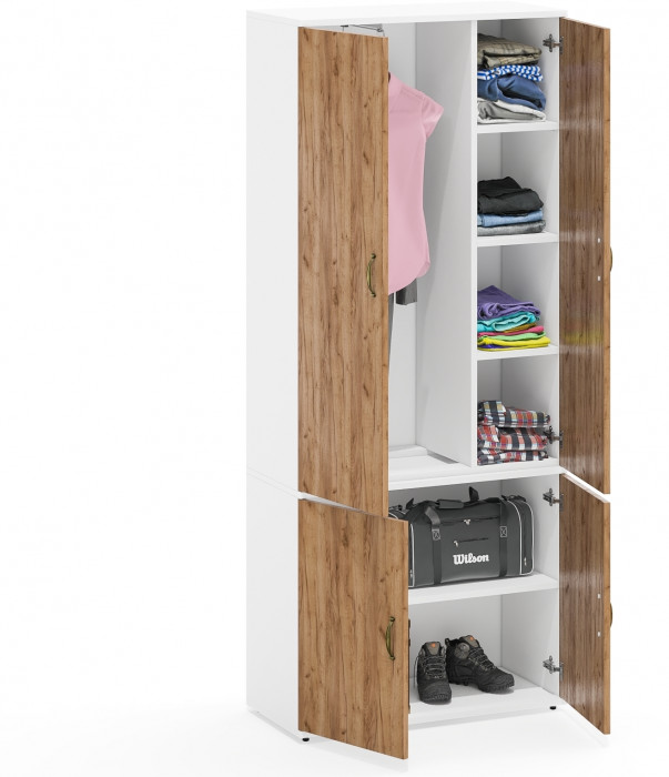 Лидер-8 Модуль Шкаф МД 20Б, белый шагрень/крафт золото