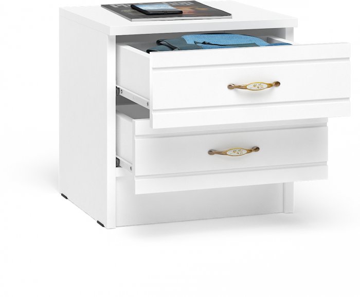Елена Тумба прикроватная, цвет корпус белый/фасад мдф белый глянец, ШхГхВ 40х36,4х40 см. (для спален Елена, Ручеёк и Весна)