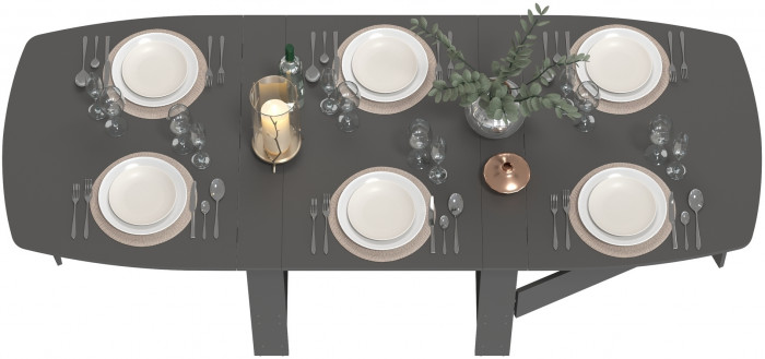 Стол-книжка 1-66граф, цвет графит, ШхГхВ 30х88х74 см. сложенный, разложенный три размера: 90/169/228х88х74 см.