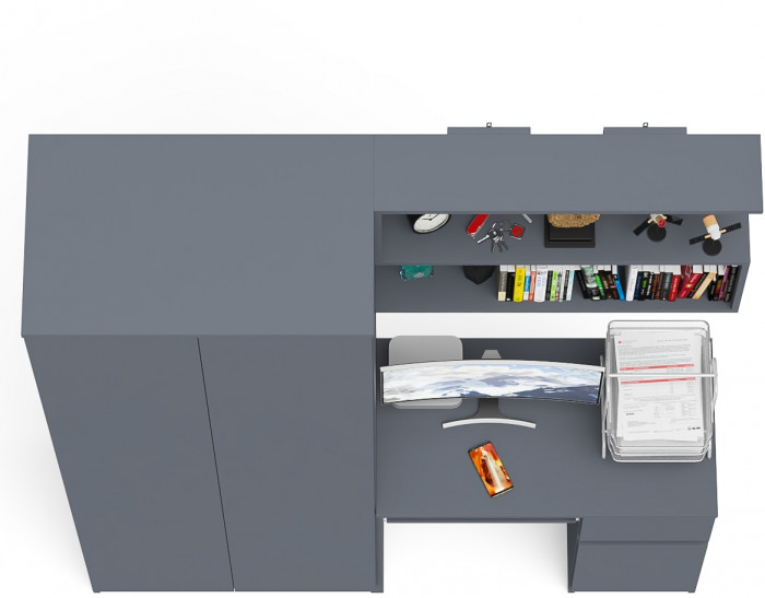 Мори компьютерный стол МС-1 правый + Шкаф МШ800.1 + Полка 900, графит