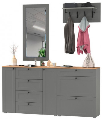 Остин Прихожая 56, серый графит/дуб крафт золотой