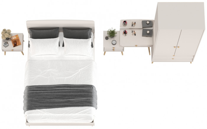 Афина Спальня 22-1400, цвет кашемир серый, сп.м. 1400х2000 мм., б/м, основание есть - фанера