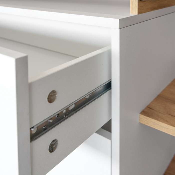 Бэль 10.91 Тумба, цвет дуб крафт золотой/белый премиум, ШхГхВ 131,4х43х66,2 см., НЕ универсальная сборка