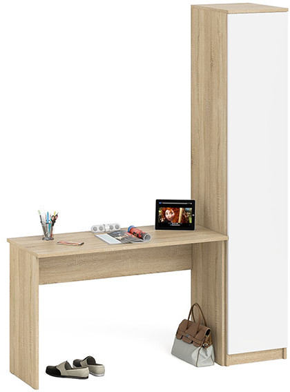 Мори письменный стол МСП1200.1 + Пенал МШ400.1, дуб сонома/белый