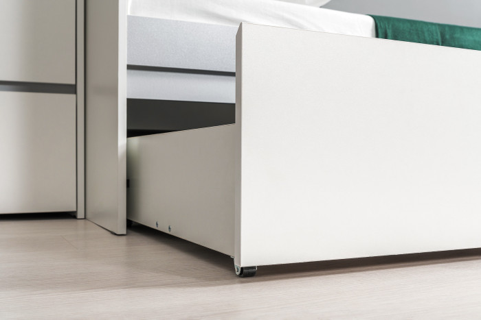 Торонто 11.39 Кровать + 13.13 Шкаф комбинированный, белый шагрень/стальной серый