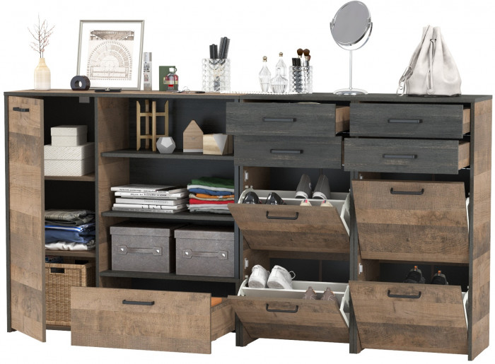 Трувор 13.241.06 Тумба для обуви + 13.307.01 Комод + 13.241.06 Тумба для обуви, дуб гранж песочный/интра