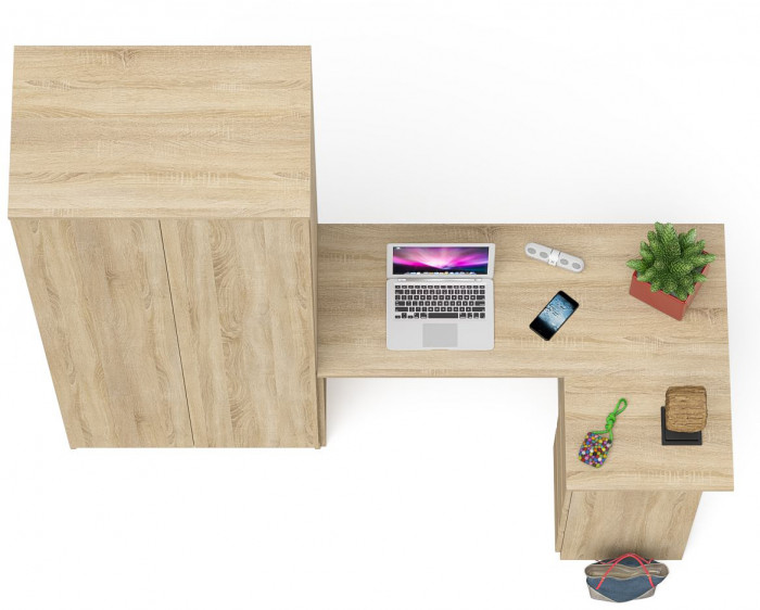 Мори компьютерный стол МС-16 правый + Шкаф МШ800.1, дуб сонома