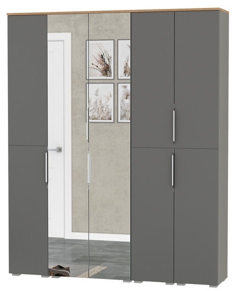 Октава Набор шкафов 02, серый графит/дуб крафт золотой/фасады МДФ серый графит