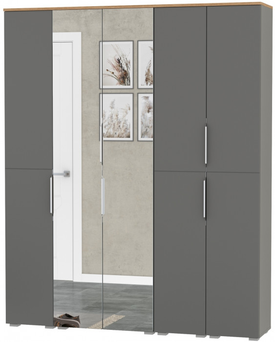 Октава Набор шкафов 02, серый графит/дуб крафт золотой/фасады МДФ серый графит