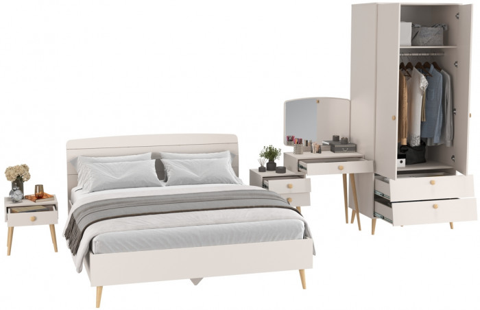 Афина Спальня 22-1600, цвет кашемир серый, сп.м. 1600х2000 мм., б/м, основание есть - фанера