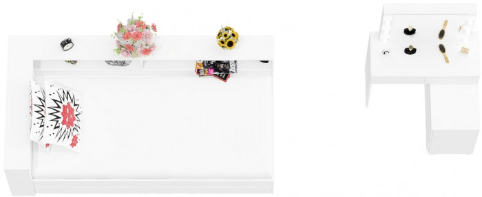 Ксения Кровать с ящиками 0900 + прикроватный блок + Столик с подсветкой 110, белый