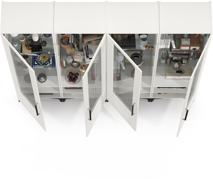 Валенсия Гостиная № 131, цвет ЛДСП белый шагрень/МДФ белый шагрень, ШхГхВ 220х38,1х225,2 см.