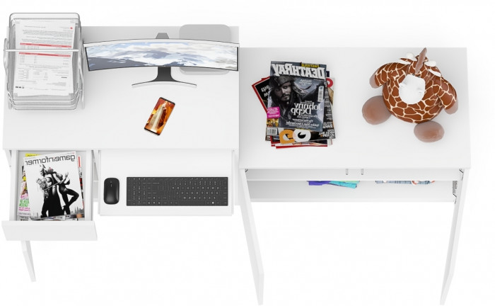 Мори Стол компьютерный МС-1 левый + Тумба МА900.1, цвет белый, ШхГхВ 180,4х50,4х76,6 см., выдвижной ящик слева, НЕ универсальная сборка