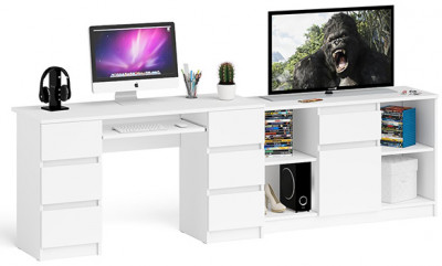 Мори Стол компьютерный МС-2 + Тумба МТВ1204.1, цвет белый, ШхГхВ 255,8х50х76,6 см., универсальная сборка
