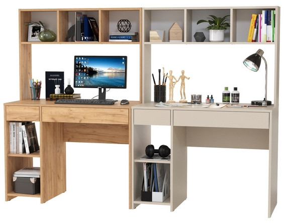 компьютерный стол Комфорт 12.77F + компьютерный стол Комфорт 12.77F, дуб крафт золотой/сатин