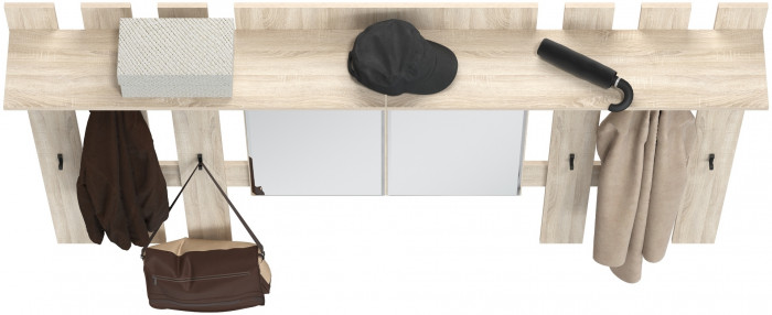 Лира ГК 2-3814+2-3814дубсон Вешалка с зеркалом, дуб сонома