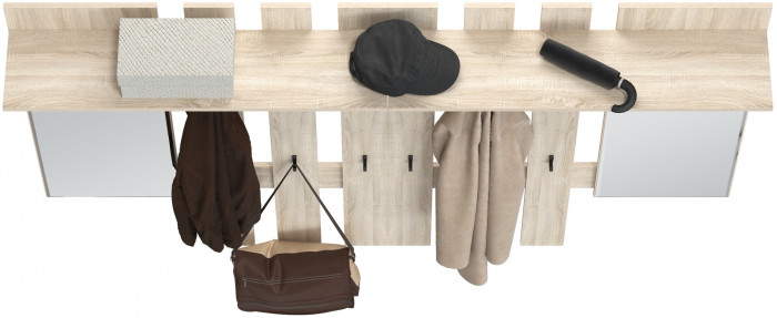 Лира ГК 2-3814+2-3814дубсон Вешалка с зеркалом, дуб сонома