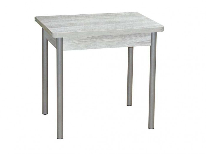 Эко 80х60 стол обеденный раскладной / Ясень светлый/металлик