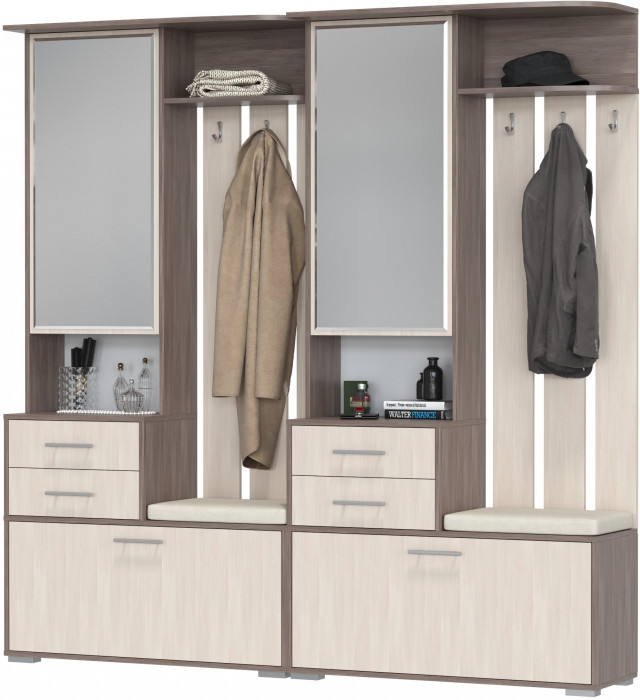 Два шкафа с вешалкой Домино 2-3431бод.тем/св, бодега тёмный/бодега светлый