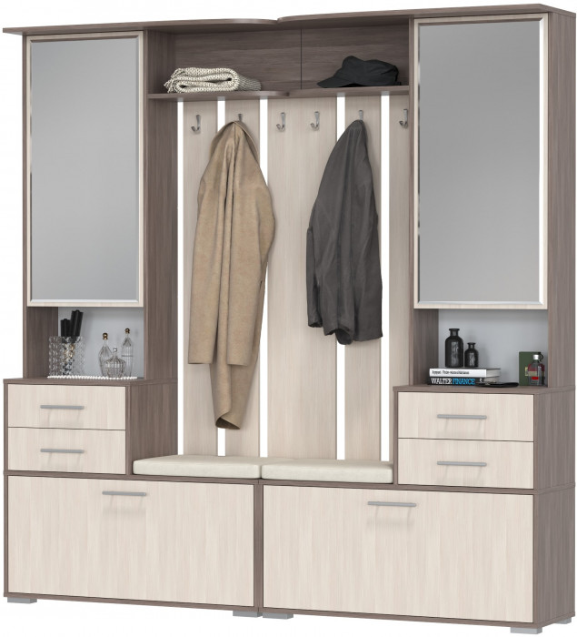 Два шкафа с вешалкой Домино 2-3431бод.тем/св, бодега тёмный/бодега светлый