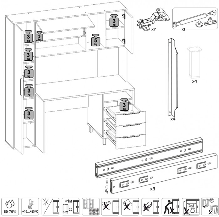 компьютерный стол Комфорт 12.95N + компьютерный стол Комфорт 12.95N, дуб сонома/тёмно-серый