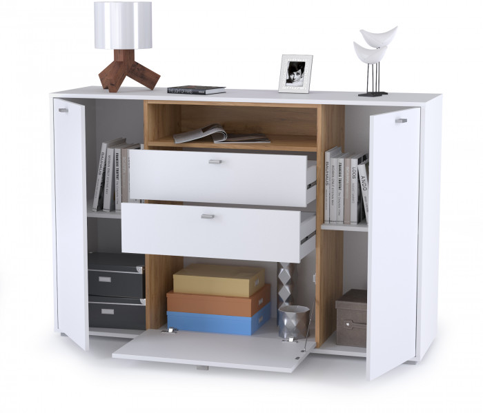 Бэль 10.95 Комод, цвет дуб крафт золотой/белый премиум, ШхГхВ 149,2х43х99,4 см.